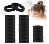 Girls Hair Elastics 6mm, Pack of 50 Thick 4cm Hair Bands for Women and Girls, Scrunchies Ponytail Holder, Black