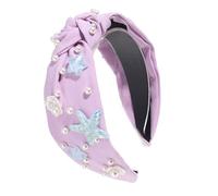 Girls Hairband With Shell Faux Pearls Knot Design Hair Accessories Braided Headbands For Beach Holiday Event Shell Hair Accessory