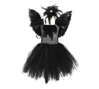 Girls Halloween Black Swan Dress Role P tume Dance Performance Halloween tumes Kids (Black, 8-9 Years)