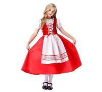 Girls Halloween Carnival Party Cosplay Dress Medieval Hooded Cloak Role Play Costume Elegant Outfit for Festive Occasions (A1-Red, 5-6 Years)