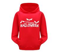 Girls Halloween Cartoon Print Hoodie Pullover Long Sleeve Warm Cosy Sweatshirt Jumper Top for School Spooky Fun Everyday Play Style(Red, 9-10 Years)