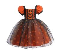 Girls Halloween Cartoon Pumpkin Print Layered Tutu Dress Elegant Party Gown for Festive Celebrations and Performances 11-12 Years Up Princess Age 2 Sparkly