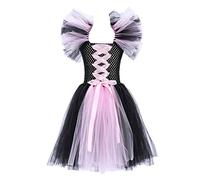 Girls Halloween Costume Childs Frightening Creepy Dress Kids Medieval Gothic Dresses Devil/Bat/Pumpkin/Clown Girl Fancy Up Outfits for Carnival