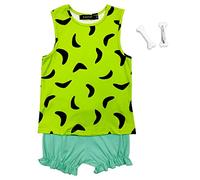 Girls Halloween Costume Flintstones Green Tank Top Shorts Pebbles Clothing Set 5-6 Years