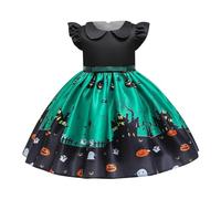 Girls Halloween Costume Girl Scary Dress Spider Web Skull Skater Dresses Black Witch Clown Teens Party Outfits for Carnival