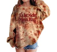 Girl's Halloween Costume Letter Print Hoodie, Girl's Long Sleeve Loose Fit Horror Bloody Hoodie Chic Casual Top Versatile Bloody Top Blood Streetwear Carnival Pullover