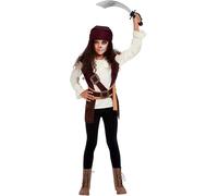 Smiffys Dark Spirit Pirate Costume, Brown Tunic & Hat, Halloween Child Fancy Dress, Pirate Dress Up Costumes