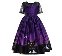 Girls Halloween Dress Childs Frightening Creepy Kids Gothic Witch Costume For Devil/Bat/Pumpkin/Clown Queen Zombie Girl Movie Character Costumes Spooky