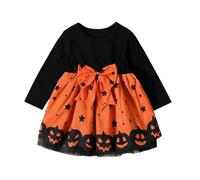 Girls Halloween Dress Childs Frightening Creepy Kids Gothic Witch Costume For Pumpkin Bat Print Girl Fancy Up Spooky