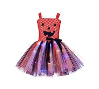 Girls Halloween Dress Long Sleeve Tutu Spider Web Skull Skater Dresses Devil/Bat/Pumpkin/Clown Dark Vampire Witch Costume Fancy Up Outfits for Carnival