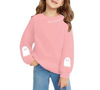 Girls Halloween Ghost Sweatshirts Cute Long Sleeve Crew Neck Sweater Clothes Teen Kids Soft Comfy Trendy Pullover Tops Sweatshirts