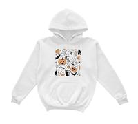 Girls Halloween Hoodie Kids Pullover Sweatshirt Cute Printed Long Sleeve Casual Outfit for Toddlers Teenagers Comfortable Mix Winter Clothing, White, 3-4 Jahre