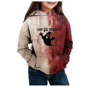 Girls Halloween Hoodie Print Pullover Long Sleeve Warm Comfortable Sweatshirt Jumper Top for Winter School Autumn Spooky Cosy Outerwear(Yellow, 6-7 Years)