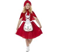 Smiffys Little Red Wolf Costume Dress & Hooded Cape, Girls Fancy Dress, Storybook Character Dress Up Costumes