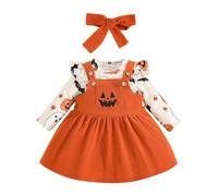 Girls Halloween Outfits For Kids Three-Piece Corduroy Cute Ghost