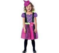 Smiffys Spotty Witch Costume Dress & Hat, Halloween Child Fancy Dress, Witch Dress Up Costumes