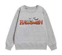 Girls Halloween Sweatshirt Alphabet Pumpkin Print Pullover Long Sleeve Crewneck Warm Comfortable Jumper Top for Autumn Winter School Spooky Casual(Grey, 7-8 Years)