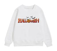 Girls Halloween Sweatshirt Alphabet Pumpkin Print Pullover Long Sleeve Crewneck Warm Comfortable Jumper Top for Autumn Winter School Spooky Casual(White, 8-10 Years)