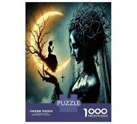 Girls Hand Moon 1000 Pieces Jigsaw Puzzle Dark Gothic Grace Premium Jigsaw Puzzle Thick Cardboard Impossible Hard Challenging Relaxation Creativity Gift Giving for Adults 52x38cm/1000pcs