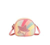 Girls Handbag Cute Shiny Rainbow Star Kids Crossbody Bag Multicolor Small Lightweight For Girls Daily Use Outdoor Travel With Adjustable Strap Ages 5 to 12 Hot Pink