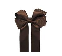Girls Handmade Satin Ribbon Boutique Ponytail Hair Bow Clips Barrette (Dark Brown)
