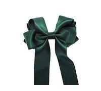Girls Handmade Satin Ribbon Boutique Ponytail Hair Bow Clips Barrette (Dark Green)
