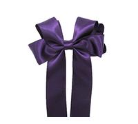 Girls Handmade Satin Ribbon Boutique Ponytail Hair Bow Clips Barrette (Dark Purple)