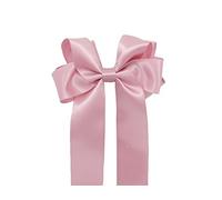 Girls Handmade Satin Ribbon Boutique Ponytail Hair Bow Clips Barrette (Dusty Pink)