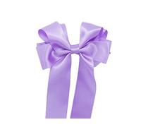 Girls Handmade Satin Ribbon Boutique Ponytail Hair Bow Clips Barrette (Light Violet)