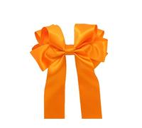 Girls Handmade Satin Ribbon Boutique Ponytail Hair Bow Clips Barrette (Orange)