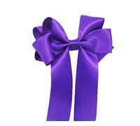 Girls Handmade Satin Ribbon Boutique Ponytail Hair Bow Clips Barrette (Purple)