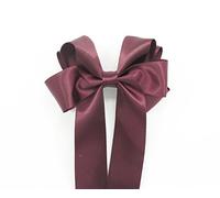 Girls Handmade Satin Ribbon Boutique Ponytail Hair Bow Clips Barrette (Raisin)