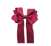 Girls Handmade Satin Ribbon Boutique Ponytail Hair Bow Clips Barrette (Wine)