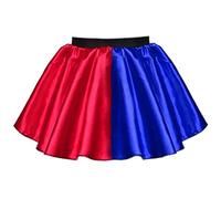 Girls Harley Skirt Red Blue - Four Styles - Harlequin Super Villain Halloween Fancy Dress Costume (6-9yrs (22'' Waist), Poly)