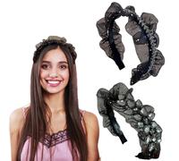Girls Headbands Black Diamante Sparkling Crystal Headwear Glitter Headband Boho Wide Hair Hoop for Women 3711