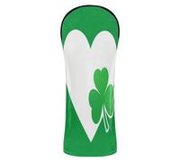 Girls Heart St Patricks Day Shamrock Irish Golf Cover Waterproof Headcovers with Interchangeable No. Tags for Woods and Driver Hybrid