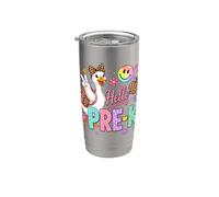 Girls Hello Pre-K Back to School Goose Leopard Bow Stainless Steel Insulated Tumbler