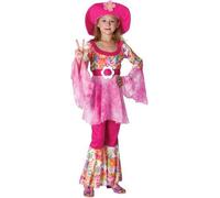 Girls Hippie Diva Summer Festival Kids Fancy Dress Flower Power Costume Outfit