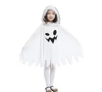 Girls Hooded Cape Cloak Costume - Premium White Halloween Dress Up Attire for Kids, Perfect for Cosplay, Themed Parties & Trick-or-Treating, Comfortable & Durable for Children’s Costume