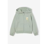 Girls' hooded sports zip-up sweatshirt sage green