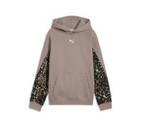 Girl's Hooded Sweatshirt with Kangaroo Pocket Puma Cat Logo Beige 10 ans