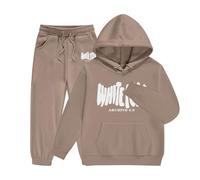 Girls Hoodie And Joggers Set | Kids Tracksuit Full Set 2 Piece Oversized Outfit Fashion Long Sleeve Letter Print Pullover And Loose Trackpants Bottom Unisex Boys Track Suit Y2K Activewear Clothe