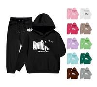 Girls Hoodie And Joggers Set | Kids Tracksuit Full Set 2 Piece Oversized Outfit Fashion Long Sleeve Letter Print Pullover And Loose Trackpants Bottom Unisex Boys Track Suit Y2K Activewear Clothe