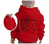 Girls Hoodie Casual Graphic Hoodies Oversized Long Sleeve Streetwear Top Loose Pullover Tops 5 to 13 Year Old Girl Gifts Red