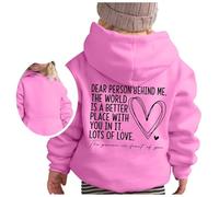 Girls Hoodie Casual Graphic Hoodies Oversized Long Sleeve Streetwear Top Loose Pullover Tops 5 to 13 Year Old Girl Gifts Pink