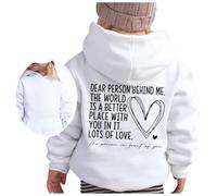 Girls Hoodie Casual Graphic Hoodies Oversized Long Sleeve Streetwear Top Loose Pullover Tops 5 to 13 Year Old Girl Gifts White