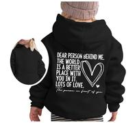 Girls Hoodie Casual Graphic Hoodies Oversized Long Sleeve Streetwear Top Loose Pullover Tops 5 to 13 Year Old Girl Gifts Black
