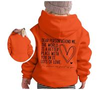 Girls Hoodie Casual Graphic Hoodies Oversized Long Sleeve Streetwear Top Loose Pullover Tops 5 to 13 Year Old Girl Gifts Orange