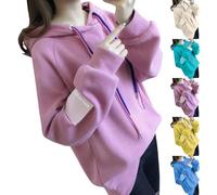 Girls Hoodie Drawstring Hooded Jumper Oversized Pullover Shirt Crewneck Long Sleeve Anti-Pill Sweatshirt Casual Baggy Pullover Tops Sportwear Warm Microfleece Hoodies (Blue, XL)