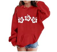 Girl's Hoodie Long Sleeve Soft Sweatshirt Graphic Hoody Kids Cute Pullovers Top Clothes for Girls Plain Jackets for Girls Girls Sweatshirt with Thumb Holes Red